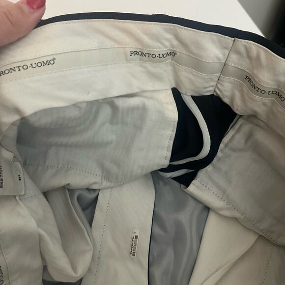 Pronto Uomo Men's Black Wool Flat Front Pockets Straight Leg Dress Pants Size 33 - Picture 6 of 10